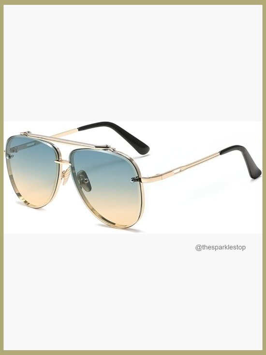 Metal Frame Oversized Aviator Sunglasses with UV Protection